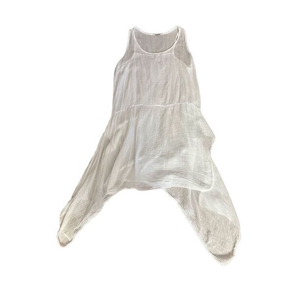 Meo Meli Italy White Cotton Long Tunic Top Sleeveless Unsized Slits - Picture 4 of 8